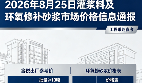 思明2026年8月25日灌浆料及环氧修补砂浆市场价格信息通报